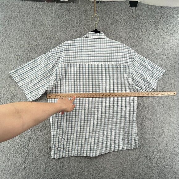 Pineapple Connection Shirt Mens Large Short Sleeve Seersucker Gingham Button Up - Picture 8 of 13